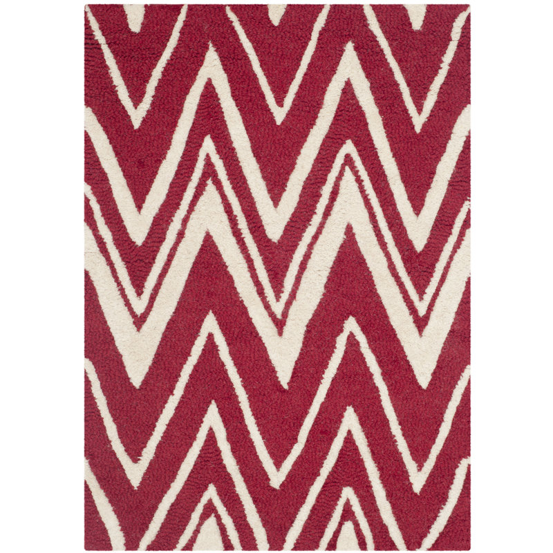 Stephen Chevron Wool Hand Woven Area Rug, Rectangle 91 x 152cm