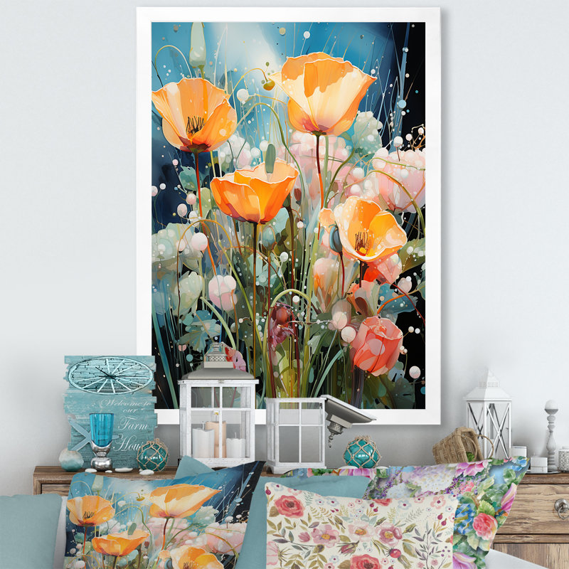 «Garden Delights Wild Expression Blooms», reproduction d'art sur toile, H 40 po x l 30 po x P 1,5 po, Cadre simple blanc