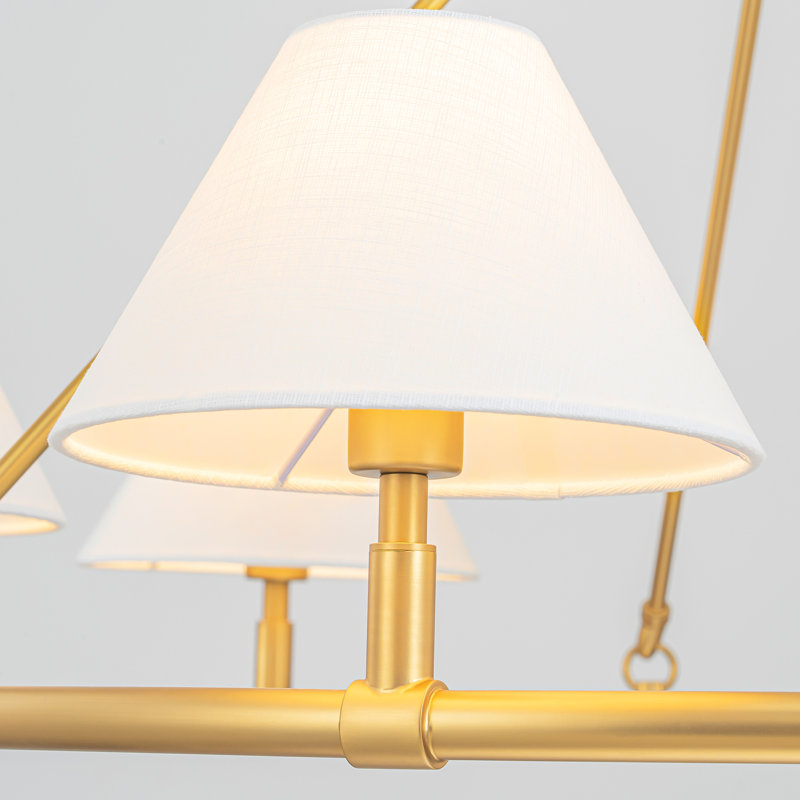 Lustre de style campagnard classique à 6 lumières avec abat-jour blanc