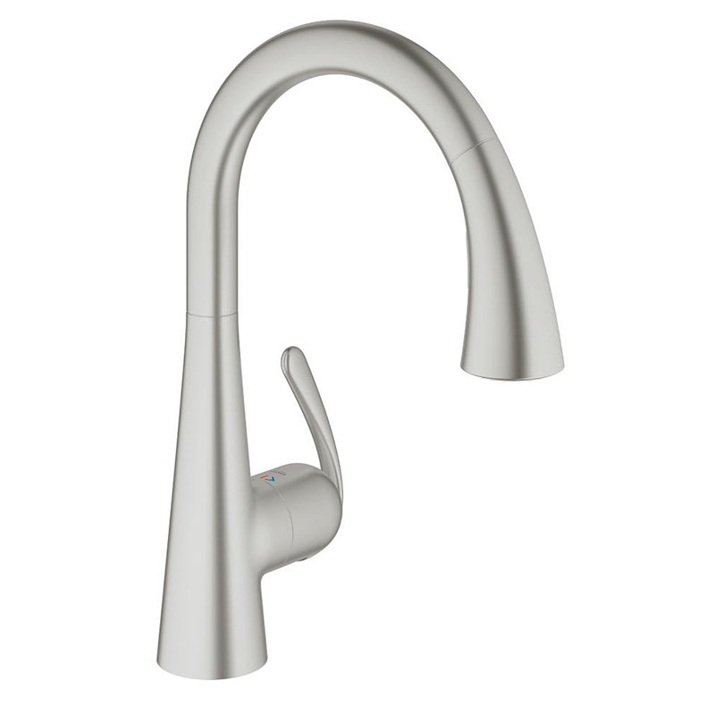 Ladylux-zedra Single Hole Kitchen Faucet, SuperSteel Infinity Finish