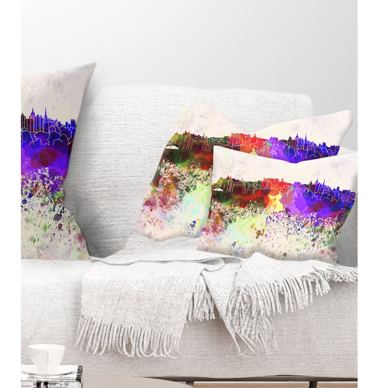 Coussin Edinburgh - Horizon - imprimé paysage urbain, Rectangulaire, 12 po x 20 po
