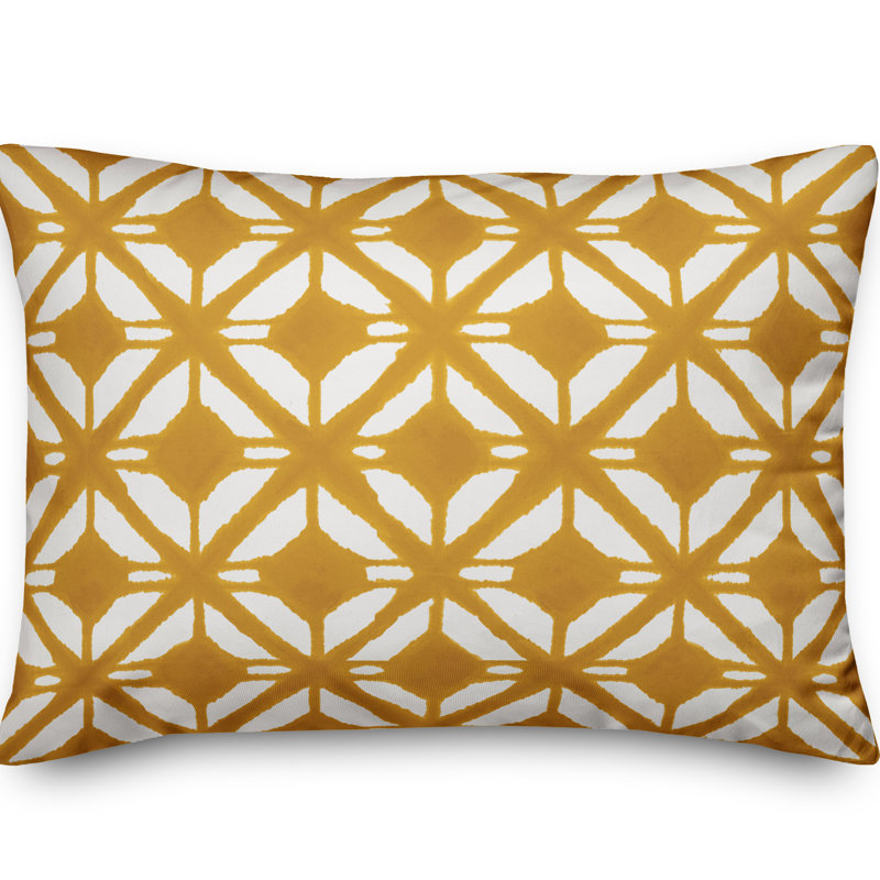 Aztec Diamond Geometric Throw Pillow, Yellow