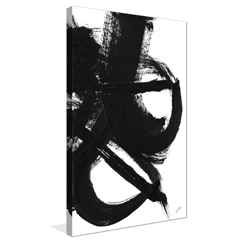 «Noir Strokes II» par Gina Ritter, H 30 po x l 18 po x P 1 po, Toile tendue