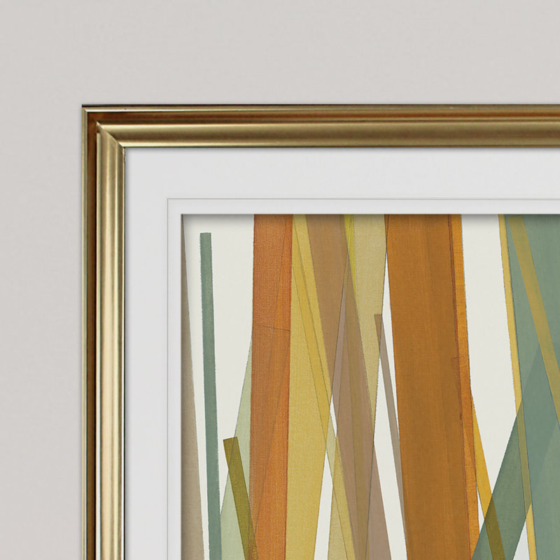 « summer hayfield », reproduction de peinture à l’acrylique encadrée, Or, H 24 po x l 32 po x P 1,5 po