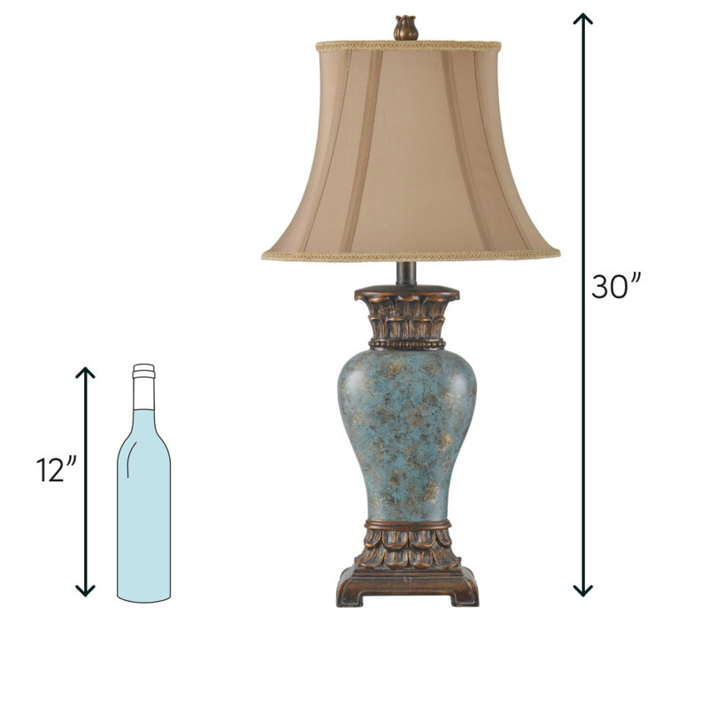 Lampe de table 30 po Fullilove, Bleu / bronze, Brun clair