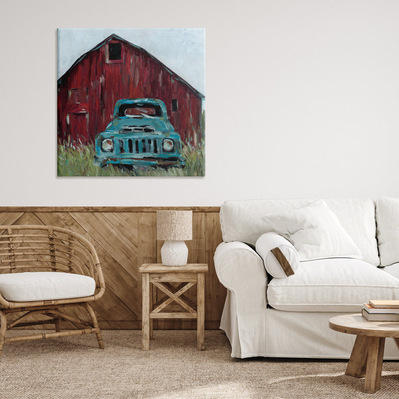 Toile camionnette turquoise, design par Wani Pasion, H 30 po x l 30 po