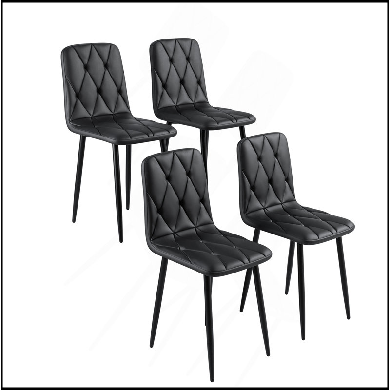 Ensemble de 4 chaises de salle à manger, chaises de cuisine modernes, siège de salle à manger rembourré en polyuréthane et pieds robustes en métal