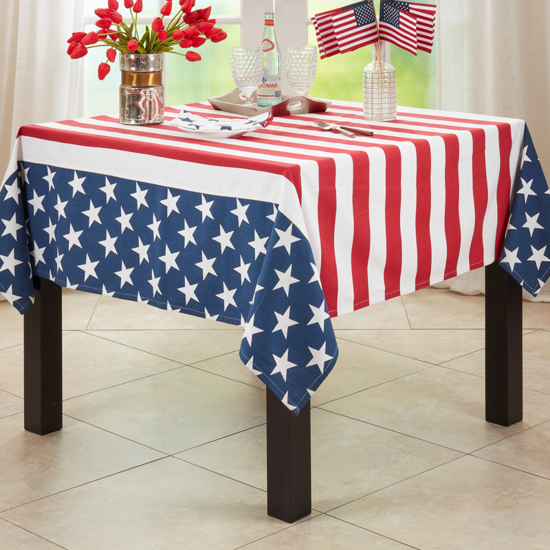 Patriotic American Flag Cotton Tablecloth, 23 x 19 inches