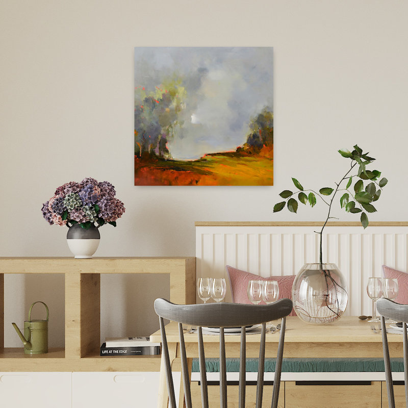 Art contemporain de paysage abstrait, H 18 po x l 18 po