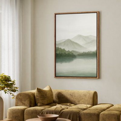 Framed Canvas Wall Art - Green Landscape Wall Prints for Bedroom - 24"x36"