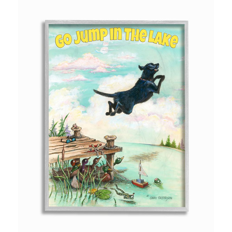 «Go Jump in the Lake» par Gary Patterson - reproduction de dessin, H 20 po x l 16 po, Estampe numérique Farmhouse