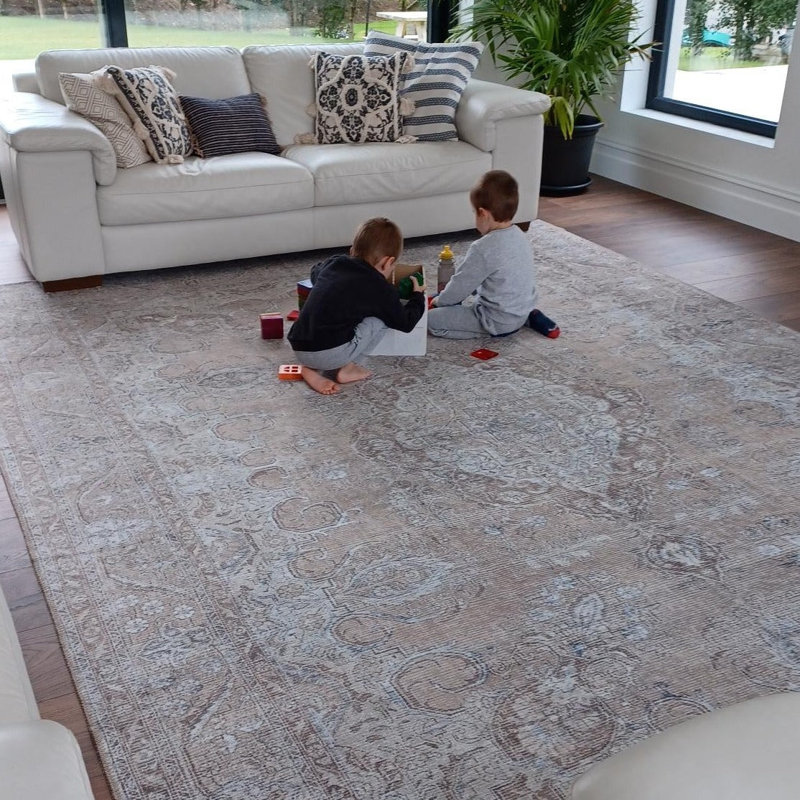 Vintage Look Cotton Washable Area Rug, 240cm x 330cm