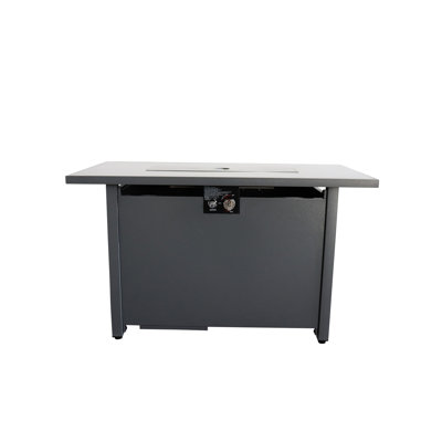 25'' H X 42'' W Black Steel Outdoor Fireplace Pit Table, 50000btu, Heat , Push Button Ignition, Hidden Gas Container Modern Fire Table Of Steel, W, Black, Concealed Tank, Ignition