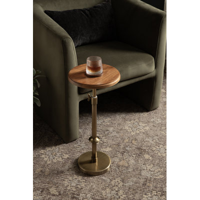 Modern Adjustable-Height Metal and Wood Pedestal Table