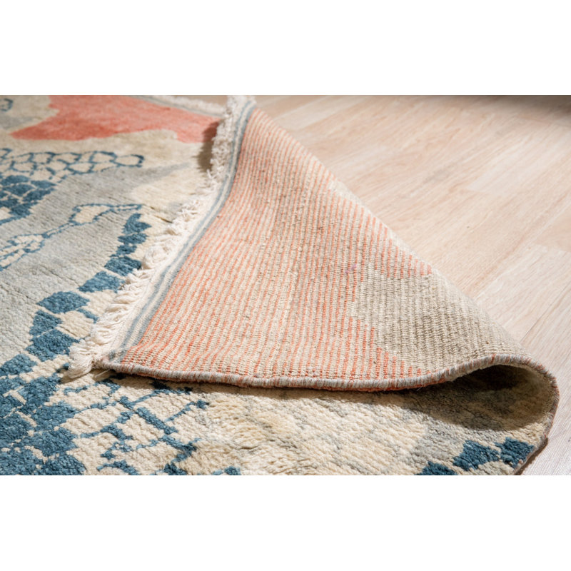 Multicolor Hand-Knotted Wool Abstract Mountainscape Geometric Modern Contemporary Carpet Rug, 5' x 8'