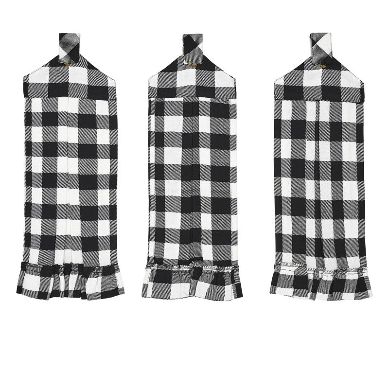 Serviette de cuisine à carreaux Annie Buffalo, Noir / blanc