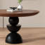 Table de salle à manger ronde en bois massif noir et brun-338482009