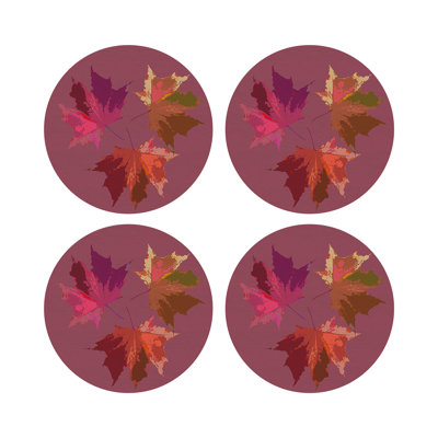 Autumn Leaves Vegan Leather Round Pebble Placemat