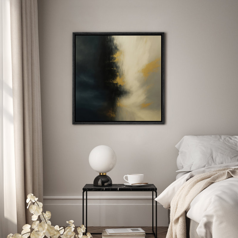 Art mural encadré, impressions murales noires abstraites pour chambre à coucher - 16 po x 16 po, H 16 po x l 16 po, Noir