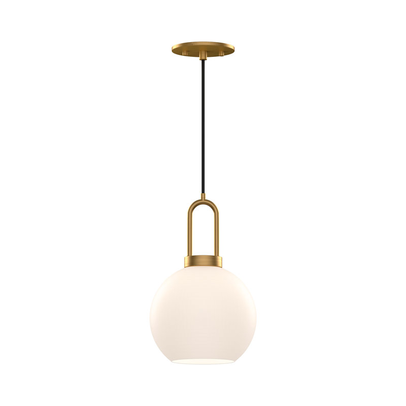 Luminaire suspendu en forme de globe à 1 lumière Soji, Or vieilli, H 15 po x l 7,88 po x P 7,88 po