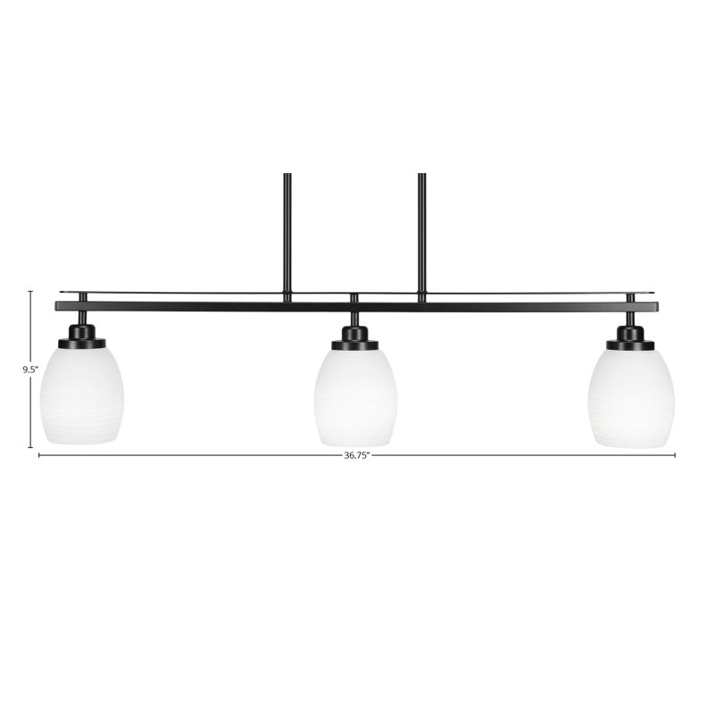Luminaire pour îlot de cuisine 3 lumières Merha, Gelé, Noir mat