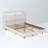 Floating Bed Frame With LED Light And Charging Station Upholstered Platform Bed Frame With Headboard And Hidden Storage Space, No Box Spring Needed-186944389