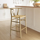 Amish Wood Bar Stool In Weathered Grey Teak