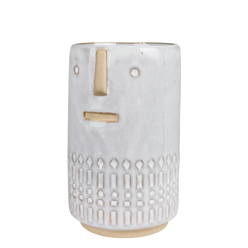 Vase avec visage Monte, céramique - petit, H 5,50 po x l 3,50 po x P 3,50 po