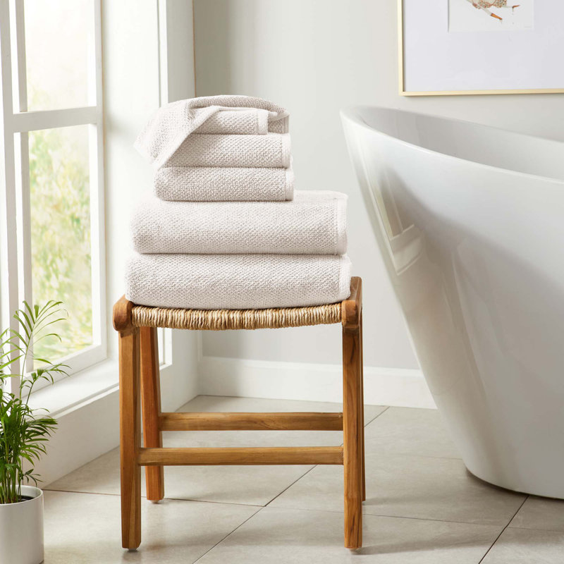Drap de bain 100% coton texturé, Ivoire ivoire, Ensemble 6 pièces