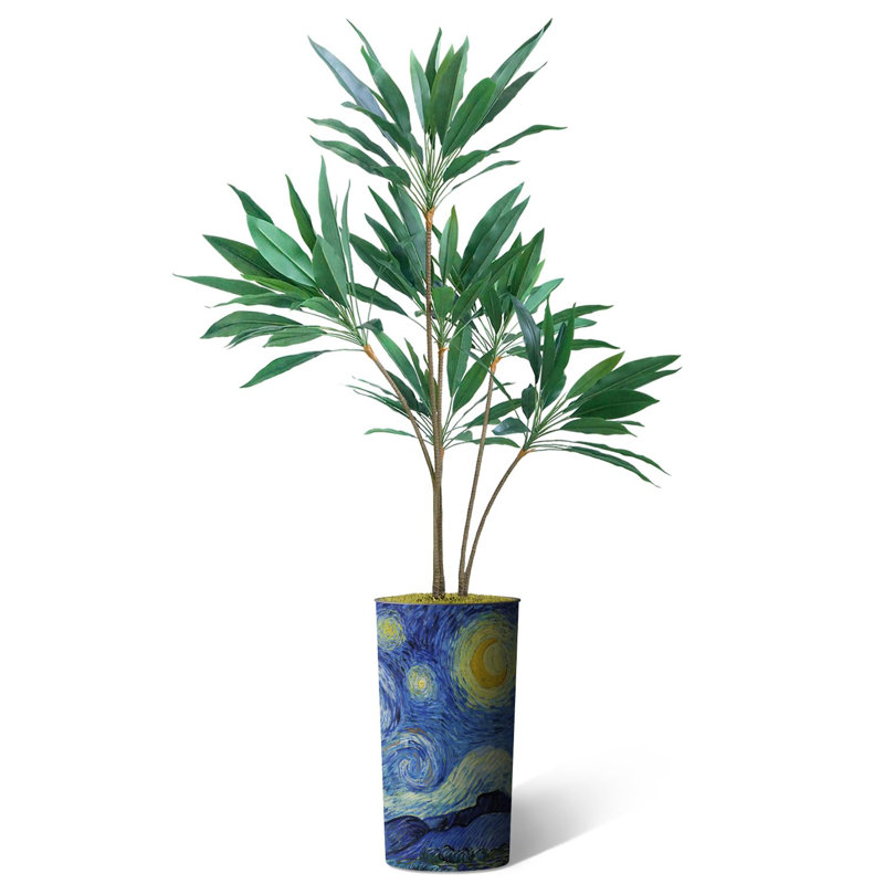 66'' Faux Dracaena Tree in Planter, Starry Night Blue