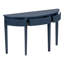 Console verticale en placage de pin à rayures avec quatre pieds, trois tiroirs, bleu marine, élégant et polyvalent pour les espaces principaux