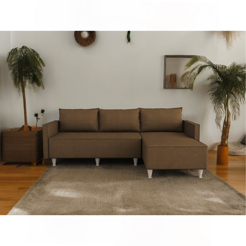 Canapé modulaire, brun, Tissu brun