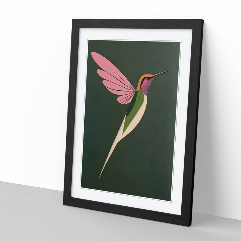 Boxworth Hummingbird Unique Art Vol.2 - Picture Frame Print, 64cm H x 46cm W x 2cm D, Oak