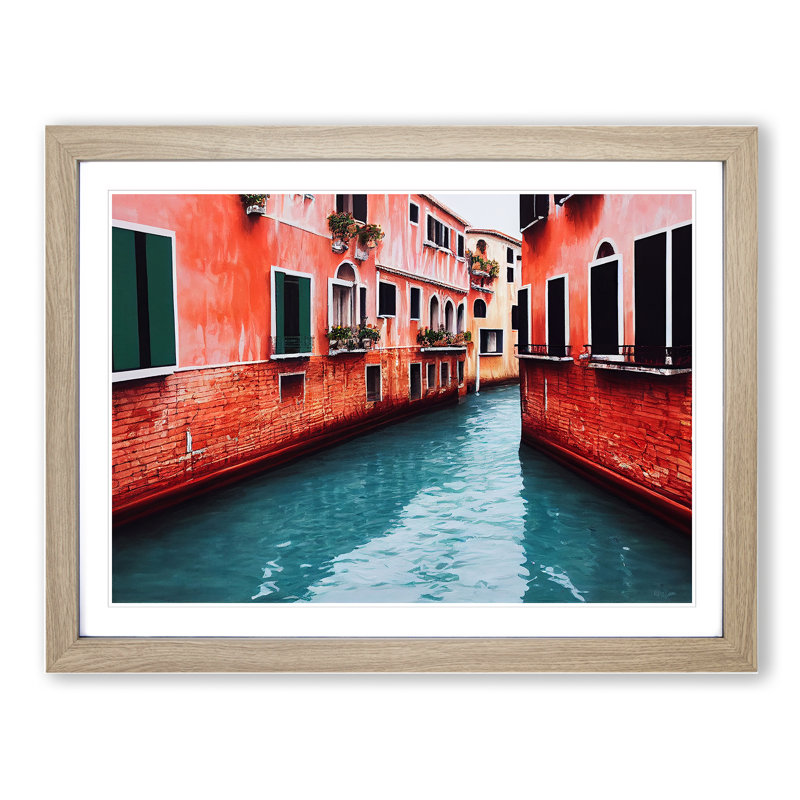 Venice Canal - Framed Print, 25cm H x 34cm W x 2cm D, Oak