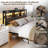 Queen Modern Platform Bed Frame with 2 Storage Drawers, LED Lighting & Charging Station, No Box Spring Required-1997450413