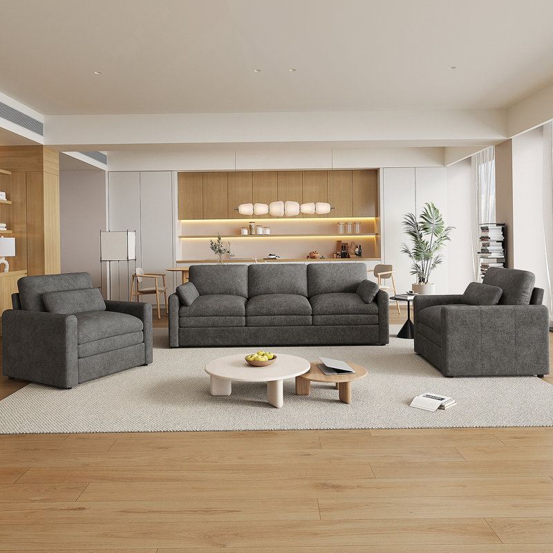 Ensemble de canapé rembourré Cozy avec double coussin, accoudoirs ergonomiques et coussin amovible, idéal pour se détendre dans le salon