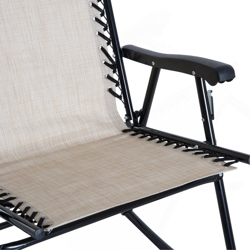 Outsunny 3 Piece Outdoor Rocking Chair Set, Patio Folding Lawn Rocker Set With Glass Coffee Table, Headrests For Yard, Patio, Deck, Backyard
