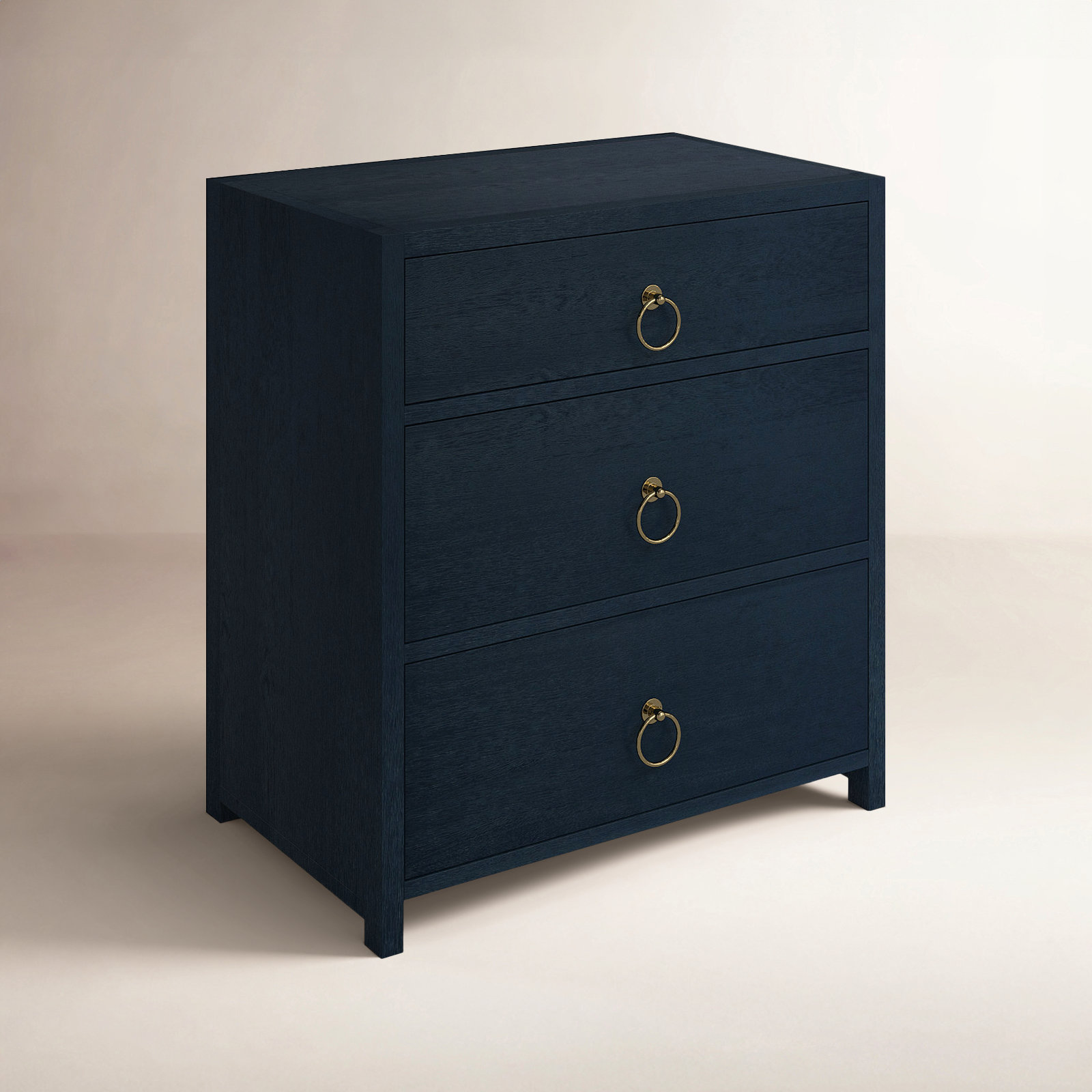 Elin 3-Drawer Acacia Nightstand, Navy Blue