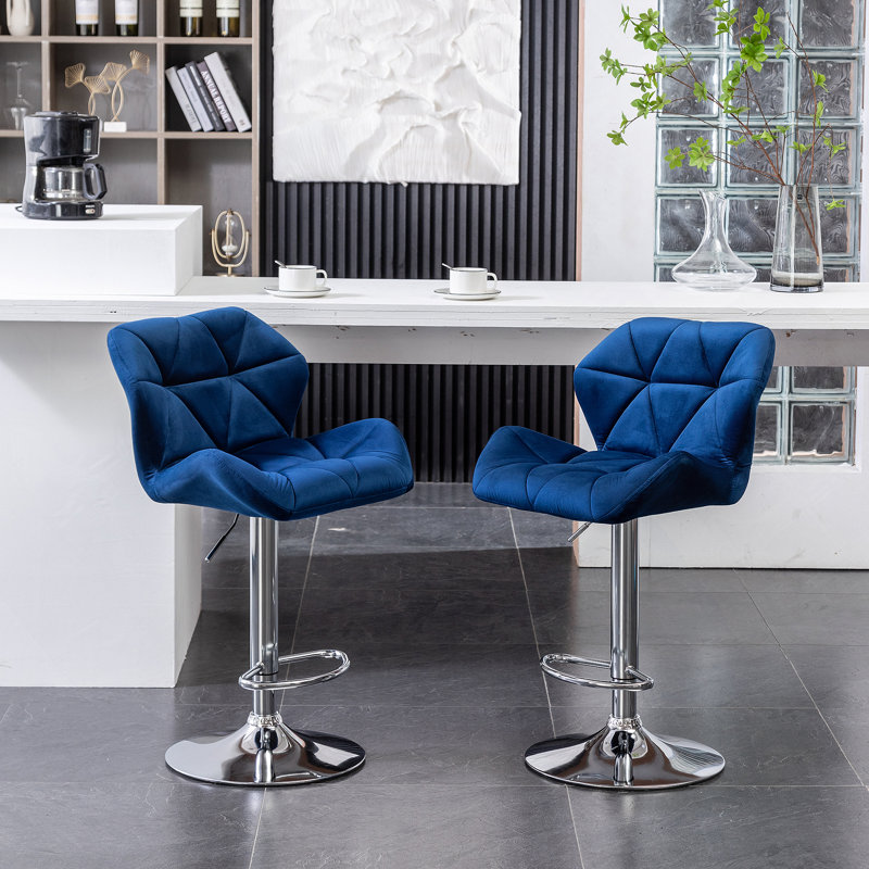 Ensemble de 2 tabourets de bar Breni Velvet Diamond