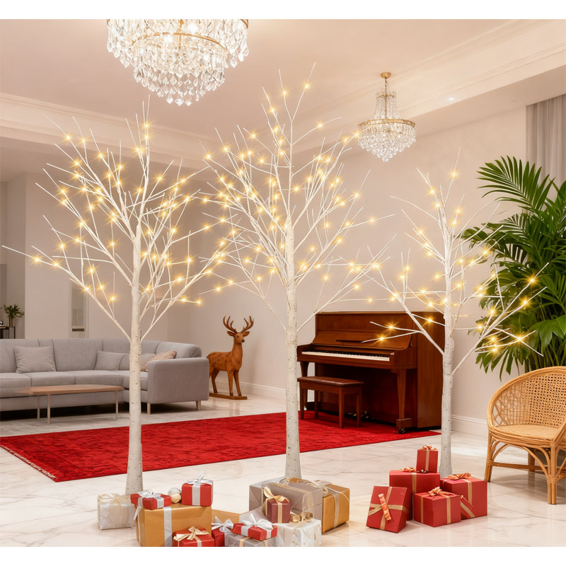 Arbre artificiel à DEL 4 pi, 5 pi et 6 pi avec lumières blanches chaudes