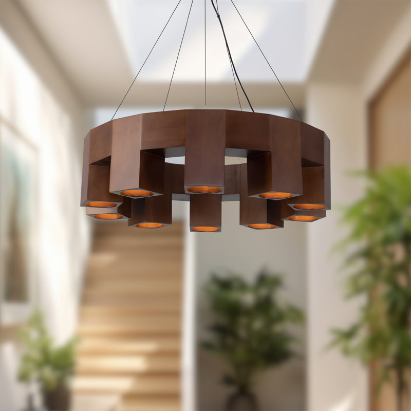 Bosco 10 - Light LED Chandelier, Walnut