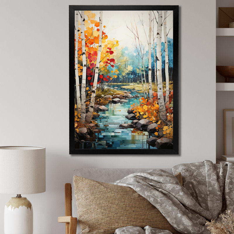 Damylah Birch Woods Autumn Harmony IV, reproduction d'art sur toile encadrée, H 40 po x l 30 po x P 1,5 po, Cadre photo noir