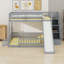 Lit superposé avec glissière et escalier de rangement, garde-corps de sécurité pour enfants
