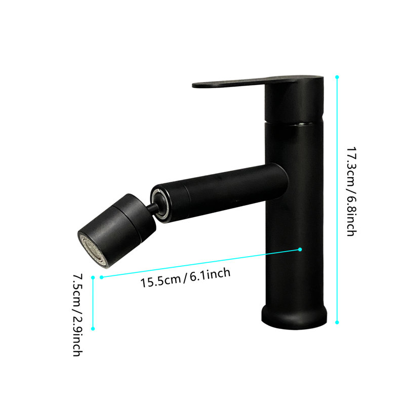 Modern Single Hole Bathroom Sink Faucet Matte Black - Stainless Steel Handle Vanity Basin Tap With Tarnish- Cover And Steady Water Supply Aerator For Corrosion Protection Jet