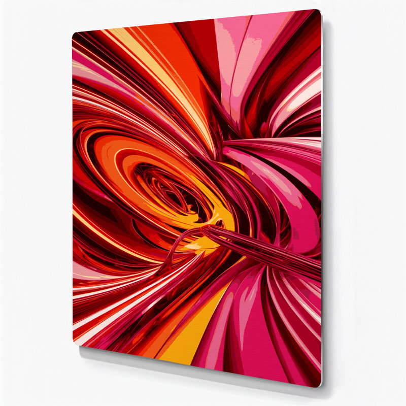 Abstraction numérique 13, art mural en métal rouge, H 14 po x l 11 po