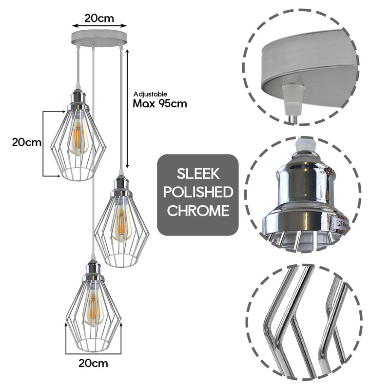 Drummans 3 - Light Chrome Cluster Pendant