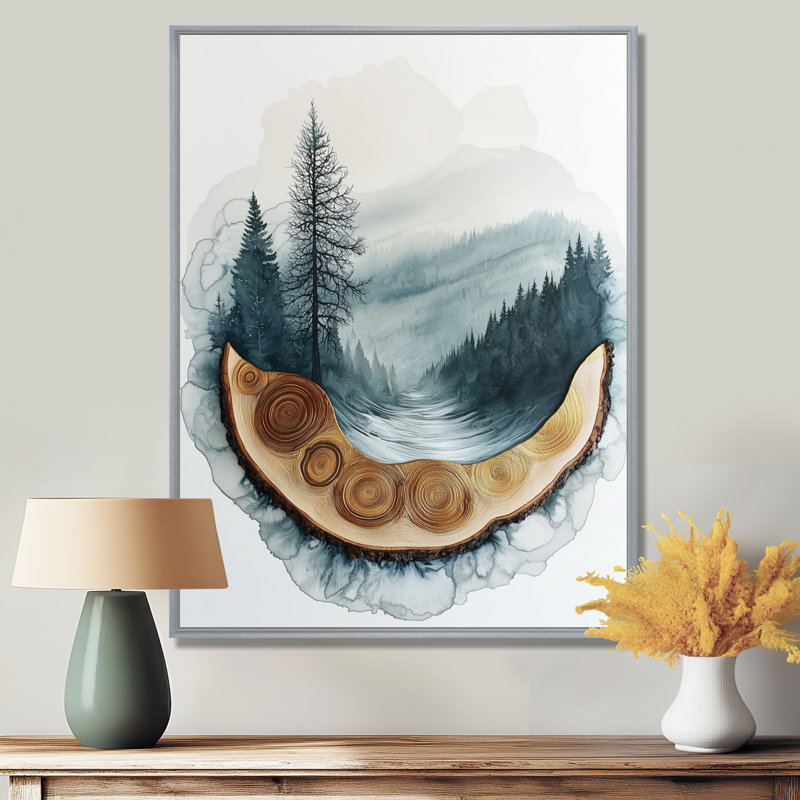 Glendel Winter Tree In Ink Geode Landscape I - Forest Large, art mural, Argent argent, H 40 po x l 30 po