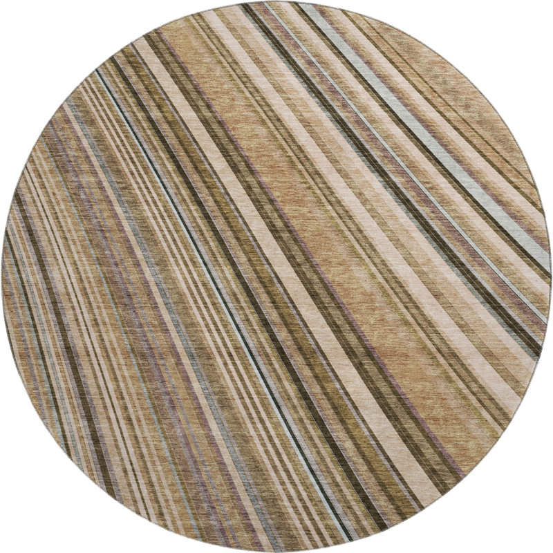 Premium Machine Washable Prisco Taupe Rug, Round 8'
