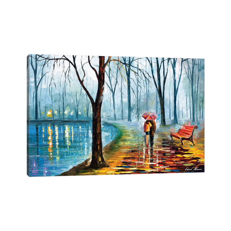 «Inside the Rain» par Leonid Afremov - reproduction d'art encadrée, Toile tendue, H 8 po x l 12 po x P 0,75 po