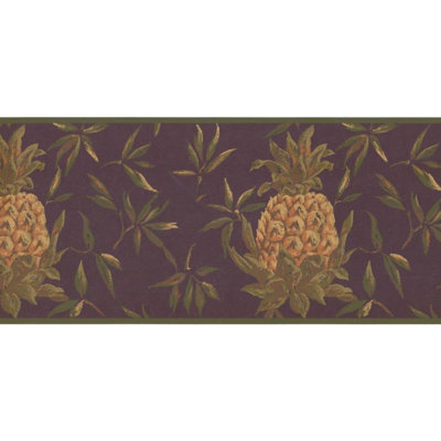 Bordure de papier peint à motif de fruits ananas L 15 pi x l 9 po Hodge